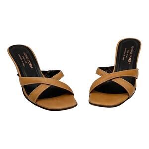 Donald J Pliner Women's Size 8.5 Italian Leather Short Strappy Heels Brown